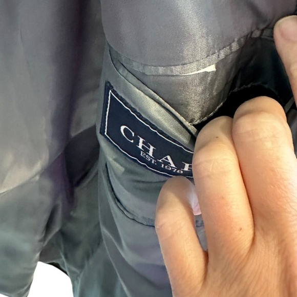 CHAPS RALPH LAUREN Men's Herringbone Velvet Single-Breasted Blazer Charcoal - Picture 8 of 8